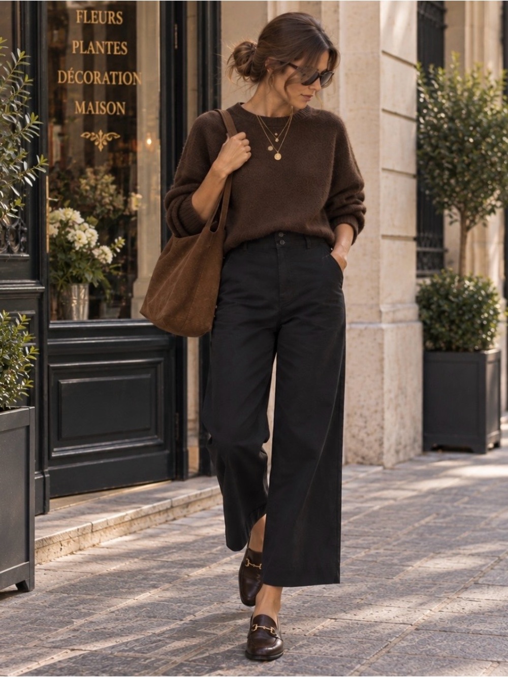 NWT Everlane Organic Cotton Wide Leg Cropped Pants Black High Rise Size 0